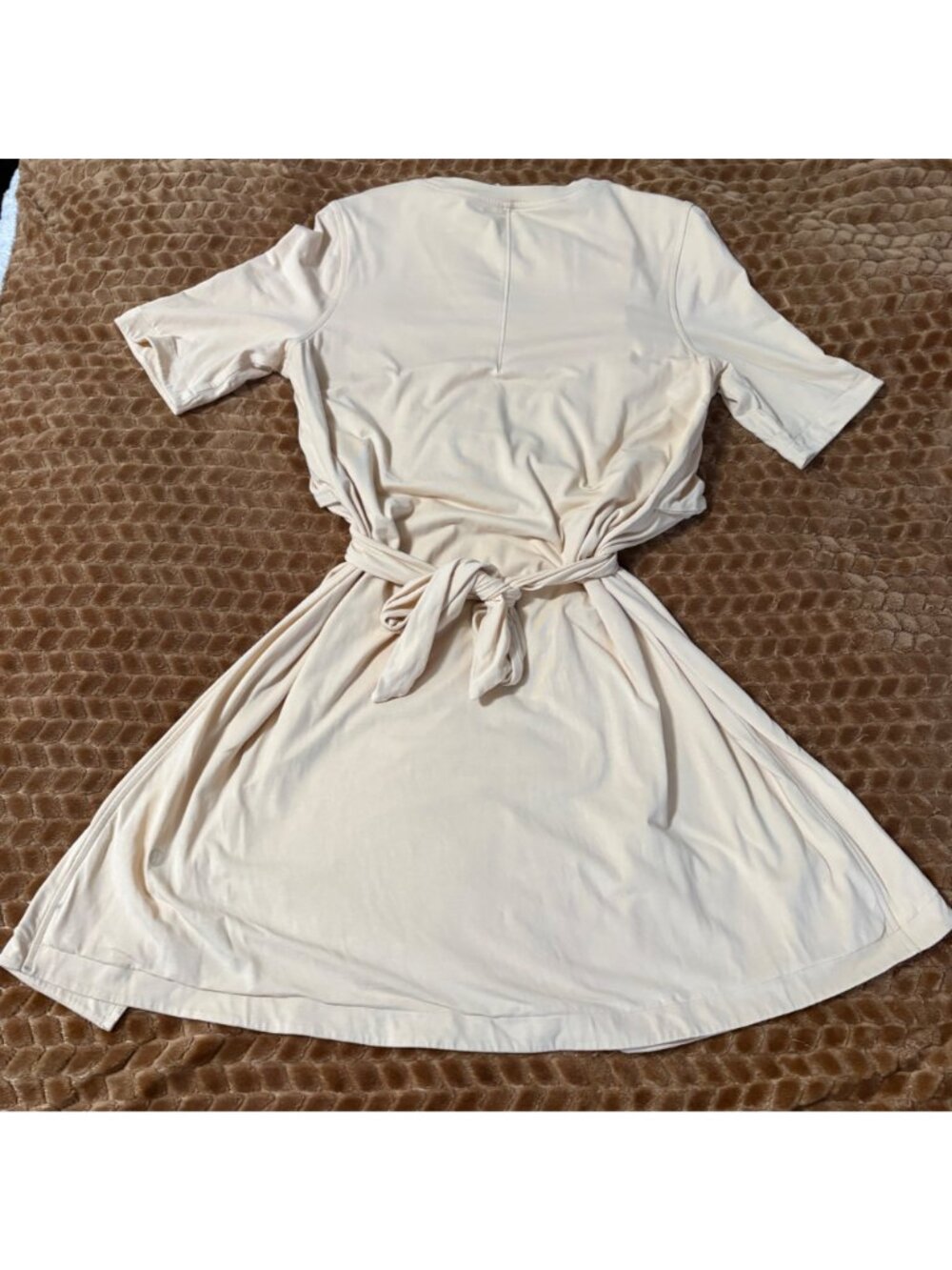 Lululemon Cotton Wrap-Front T-Shirt Flare Dress Prosecco Pima Cotton Stretch 8 - Picture 6 of 13